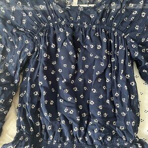 Joie Navy Top with White Floral Design